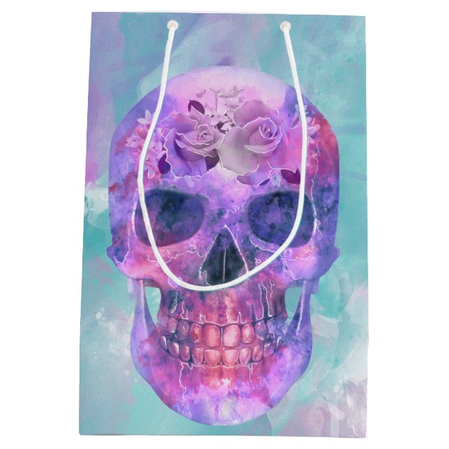Floral skull in watercolor medium gift bag (Back)