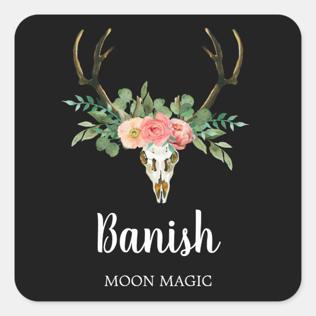 Floral Skull Intention Candle Labels (Front)