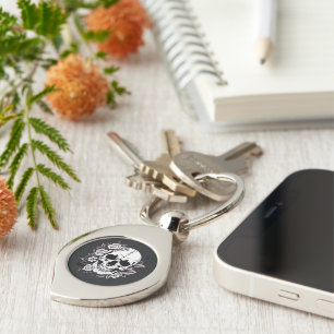 Floral Skull Key Ring