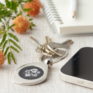 Floral Skull Key Ring