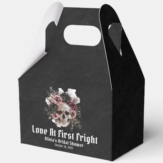 Floral Skull Love At First Fright  Bridal Shower Favour Box (Front)
