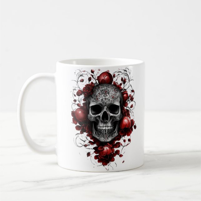 Floral Skull Mug (Left)