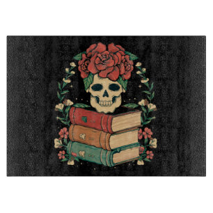 Floral Skull on your Books Cutting Board