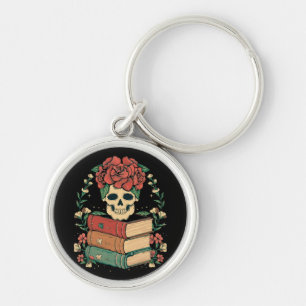 Floral Skull on your Books Key Ring