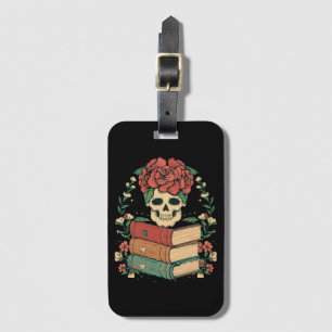 Floral Skull on your Books Luggage Tag