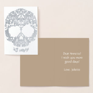 Floral skull pattern foil card