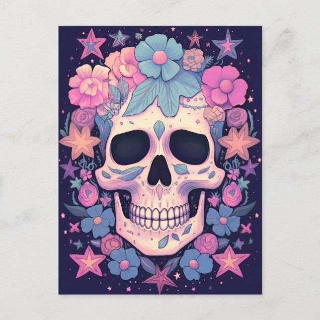 Floral Skull Postcard (Front)