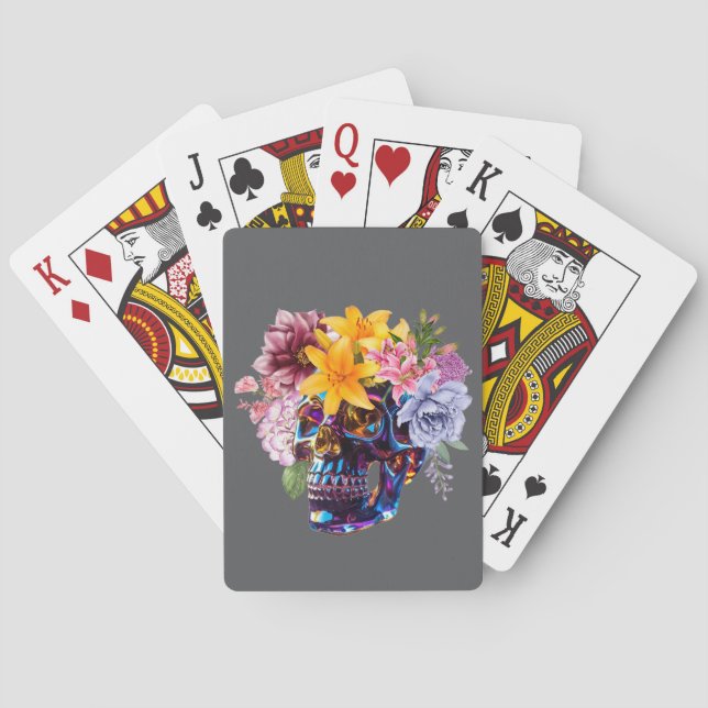 "Floral Skull Radiance" Playing Cards (Back)