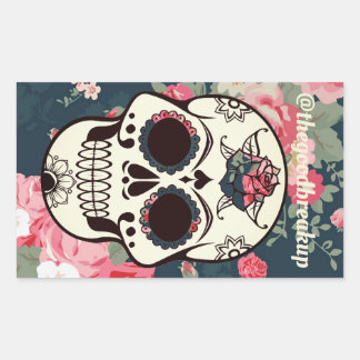 Floral Skull Rectangular Sticker