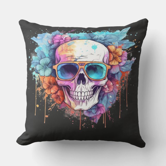 Floral Skull Shades Cushion (Front)