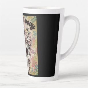 Floral Skull "Stay Groovy" Retro Customisable Back Latte Mug