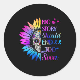 Floral Skull Suicide Awareness Mental Health 1  Classic Round Sticker