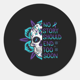 Floral Skull Suicide Awareness Mental Health Classic Round Sticker