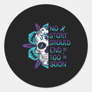 Floral Skull Suicide Awareness Mental Health Classic Round Sticker