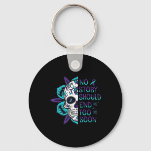 Floral Skull Suicide Awareness Mental Health Key Ring