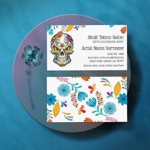 Floral Skull Tattoo Flash Business Card