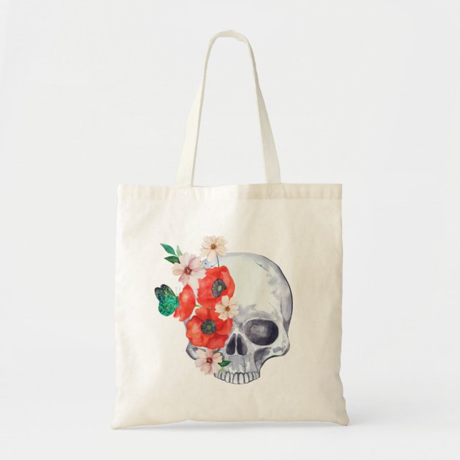 Floral Skull Tote Bag (Front)