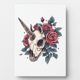 Floral Skull Unicorn (1) Plaque