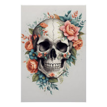 Floral Skull Unique Wall Art