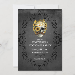 Floral Skull   Vintage Halloween Party Invitation