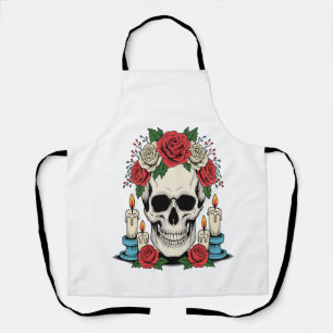 Floral Skull with Candles Halloween Apron