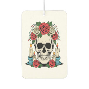 Floral Skull with Candles Halloween Car Air Freshener