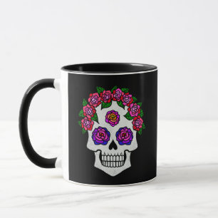 Floral Skull with Roses Custom Name Halloween Mug