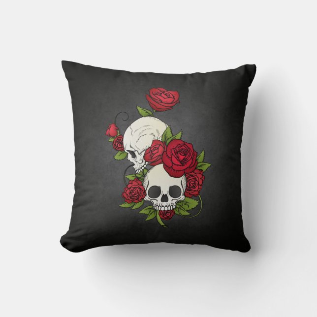 Floral Skulls Dia de los Muertos | Throw Pillow (Front)