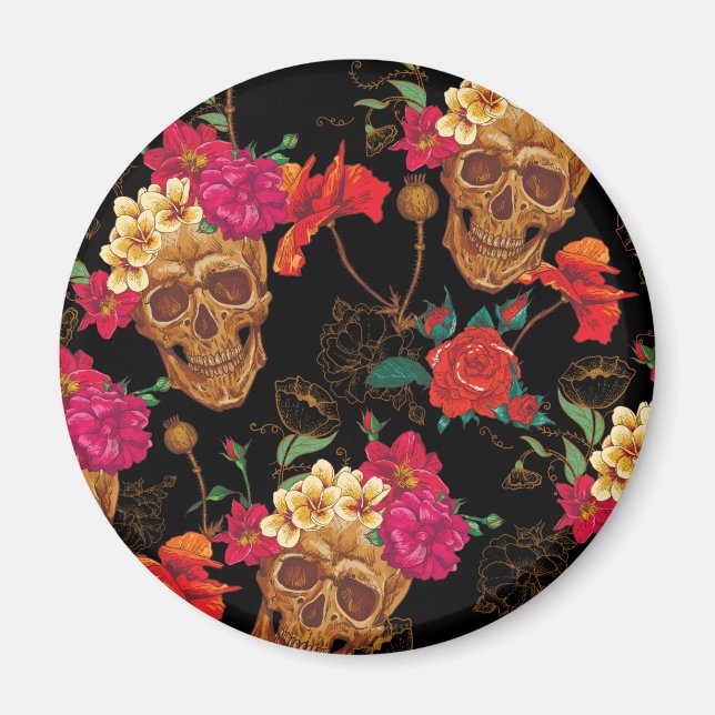 Floral Skulls Magnet (Front)