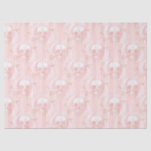 Floral Skulls on Light Pink Decoupage Tissue Paper