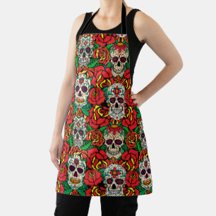 Floral Skulls Pattern Apron