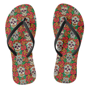 Floral Skulls Pattern Thongs
