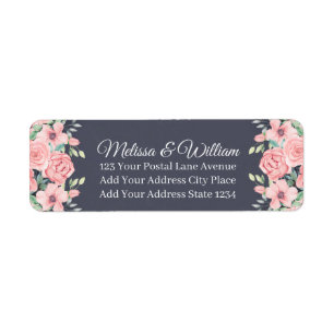 Floral Slate Grey Wedding Return Address Return Address Label