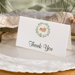 Floral Sleeping Deer Baby Shower Thank You Card