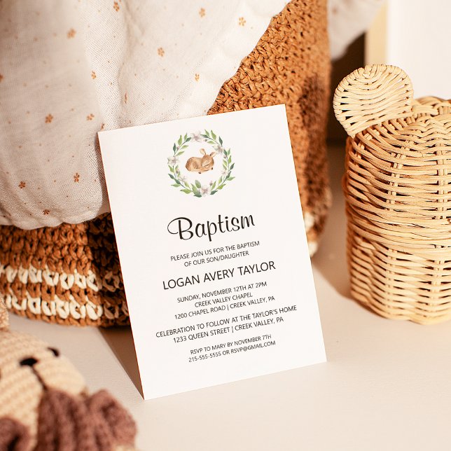 Floral Sleeping Deer Baptism Invitation (Creator Uploaded)