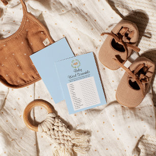 Floral Sleeping Deer Boy Baby Word Scramble Game Flyer