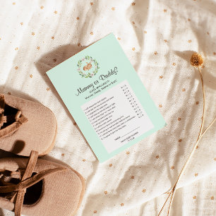 Floral Sleeping Deer on Green Mummy or Daddy Game Flyer