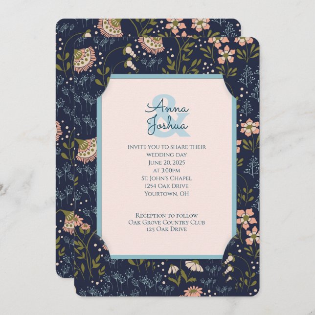 Floral Slit Frame wedding invitation (Front/Back)