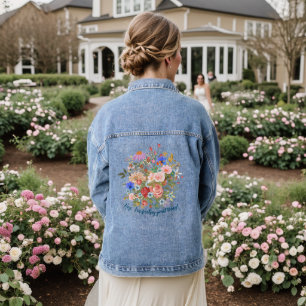 Floral & Slogan Graphic Denim Jacket
