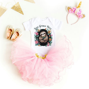 Floral Sloth Love Grows Here Baby Bodysuit