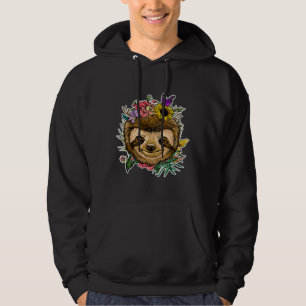 Floral Sloth Spring Nature Hoodie