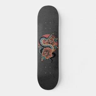 Floral Snake Mystic Grunge Illustration Esoteric  Skateboard