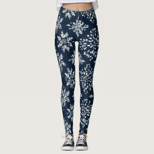 Floral Snowflakes Pattern Leggings