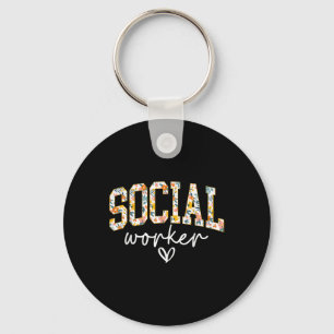 Floral Social Worker, School Counsellor, Social Wo Key Ring