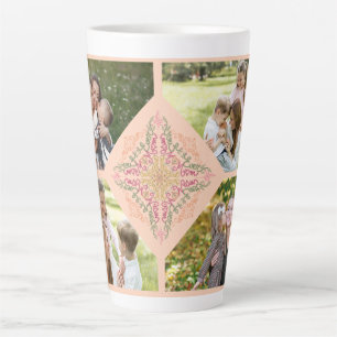 Floral Soft peach kaleidoscopic Script Best Mom  Latte Mug
