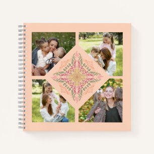 Floral Soft peach kaleidoscopic Script Best Mom  Notebook