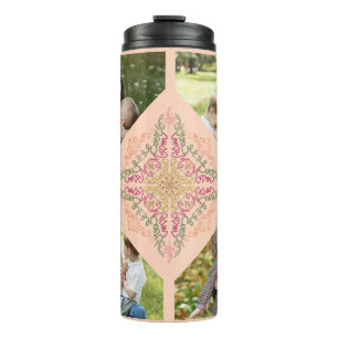 Floral Soft peach kaleidoscopic Script Best Mom Thermal Tumbler