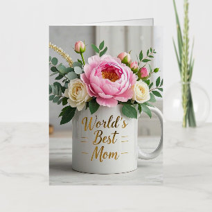 Floral Soft watercolor bouquet (peonies, roses) Foil Greeting Card
