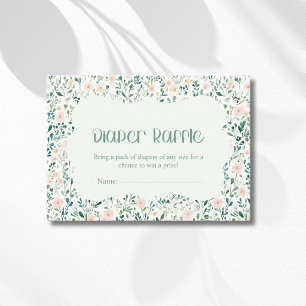 Floral Soft Wildflower Meadow Sage Diaper Raffle Enclosure Card
