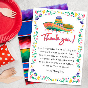 Floral Sombrero Fiesta Baby Shower Thank You Card